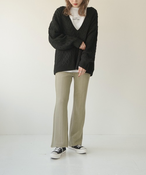 Lull（ルル）の「【Lull / ルル】Lullロゴ刺繍ロンT（Tシャツ/カットソー・レディース・ホワイト/ブラック・ONESIZE）」の10枚目の写真