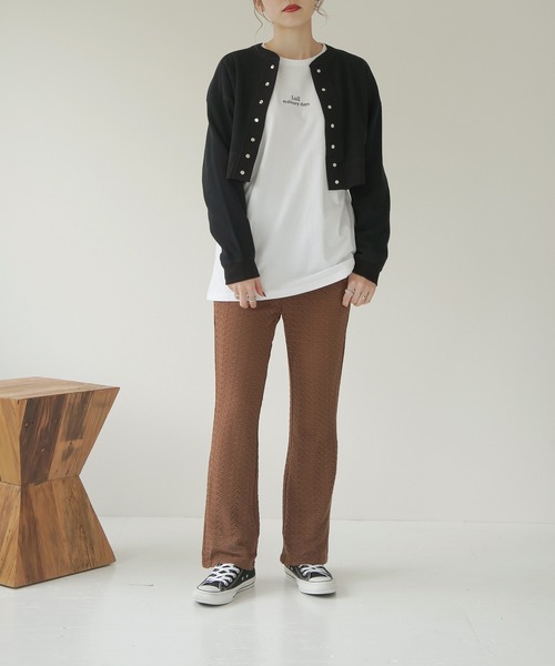 Lull（ルル）の「【Lull / ルル】Lullロゴ刺繍ロンT（Tシャツ/カットソー・レディース・ホワイト/ブラック・ONESIZE）」の6枚目の写真