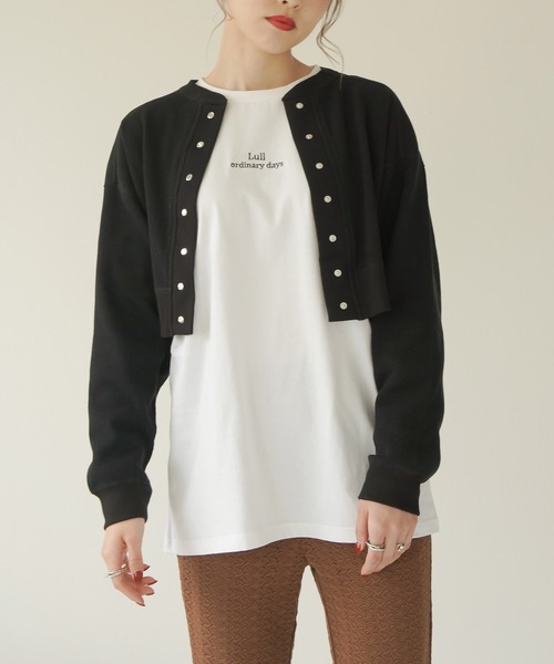 Lull（ルル）の「【Lull / ルル】Lullロゴ刺繍ロンT（Tシャツ/カットソー・レディース・ホワイト/ブラック・ONESIZE）」の9枚目の写真