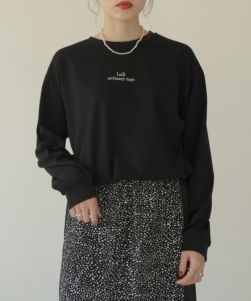 Lull（ルル）の「【Lull / ルル】Lullロゴ刺繍ロンT（Tシャツ/カットソー・レディース・ホワイト/ブラック・ONESIZE）」の4枚目の写真