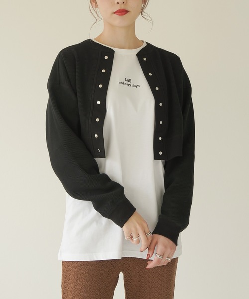 Lull（ルル）の「【Lull / ルル】Lullロゴ刺繍ロンT（Tシャツ/カットソー・レディース・ホワイト/ブラック・ONESIZE）」の8枚目の写真