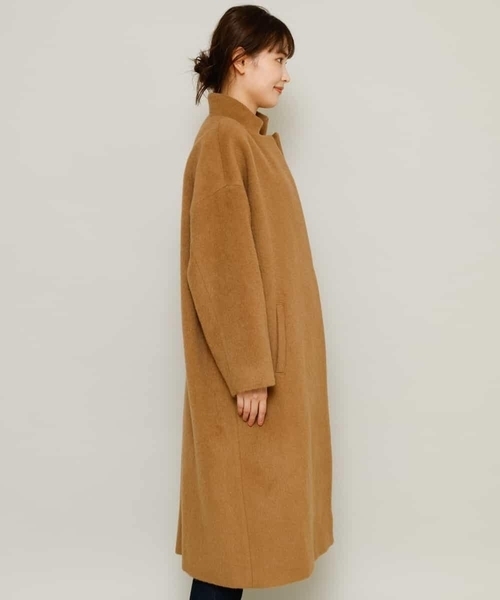 a.v.v（アーヴェヴェ）の「【a.v.v Charme】スタンドカラーシャギーロングコート（ピーコート・レディース・サンドベージュ・38/40/36）」の7枚目の写真