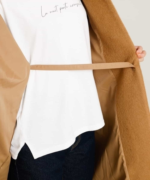 a.v.v（アーヴェヴェ）の「【a.v.v Charme】スタンドカラーシャギーロングコート（ピーコート・レディース・サンドベージュ・38/40/36）」の16枚目の写真