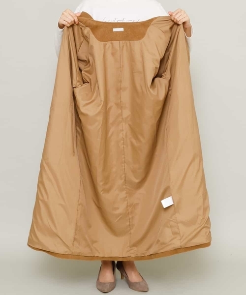 a.v.v（アーヴェヴェ）の「【a.v.v Charme】スタンドカラーシャギーロングコート（ピーコート・レディース・サンドベージュ・38/40/36）」の17枚目の写真