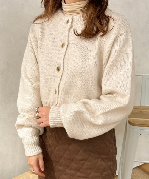 apres jour clair（アプレジュールクレア）の「【apres jour clair】2WAY起毛ショートニットカーディガン（ニット/セーター・レディース・アイボリー/ライトベージュ/ブラウン系その他・フリー/X-LARGE）」の6枚目の写真