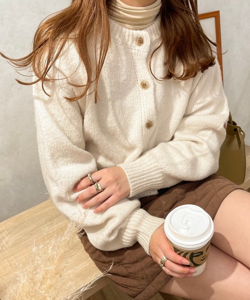 apres jour clair（アプレジュールクレア）の「【apres jour clair】2WAY起毛ショートニットカーディガン（ニット/セーター・レディース・アイボリー/ライトベージュ/ブラウン系その他・フリー/X-LARGE）」の4枚目の写真