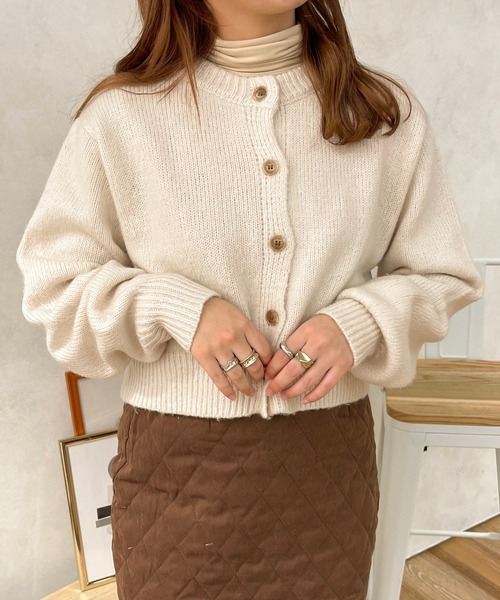 apres jour clair（アプレジュールクレア）の「【apres jour clair】2WAY起毛ショートニットカーディガン（ニット/セーター・レディース・アイボリー/ライトベージュ/ブラウン系その他・フリー/X-LARGE）」の8枚目の写真