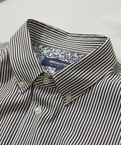 UNION STATION（ユニオンステーション）の「【7分袖】ブロードマテリアル ストライプボタンダウンシャツ（シャツ/ブラウス・メンズ・ブラック/ネイビー・LL/M/L）」の10枚目の写真