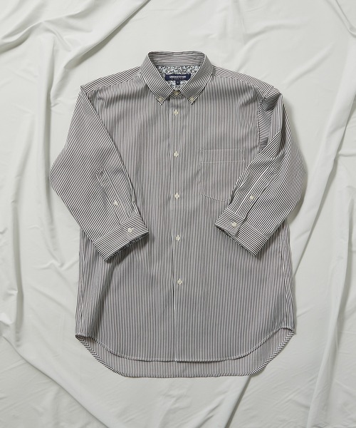 UNION STATION（ユニオンステーション）の「【7分袖】ブロードマテリアル ストライプボタンダウンシャツ（シャツ/ブラウス・メンズ・ブラック/ネイビー・LL/M/L）」の8枚目の写真