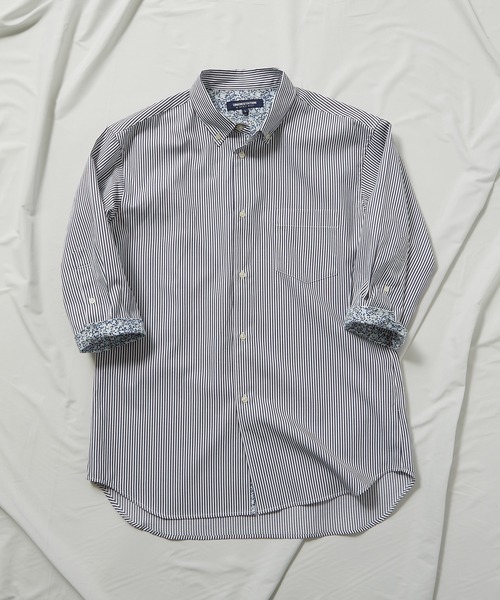 UNION STATION（ユニオンステーション）の「【7分袖】ブロードマテリアル ストライプボタンダウンシャツ（シャツ/ブラウス・メンズ・ブラック/ネイビー・LL/M/L）」の17枚目の写真