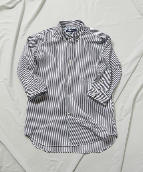 UNION STATION（ユニオンステーション）の「【7分袖】ブロードマテリアル ストライプボタンダウンシャツ（シャツ/ブラウス・メンズ・ブラック/ネイビー・LL/M/L）」の16枚目の写真