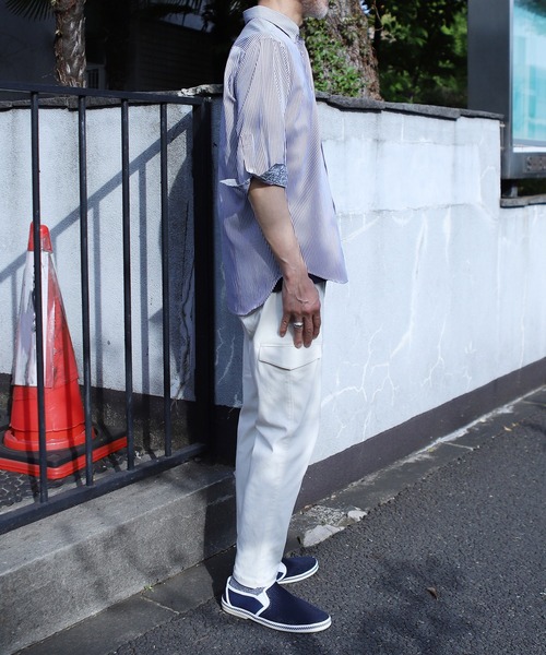 UNION STATION（ユニオンステーション）の「【7分袖】ブロードマテリアル ストライプボタンダウンシャツ（シャツ/ブラウス・メンズ・ブラック/ネイビー・LL/M/L）」の4枚目の写真