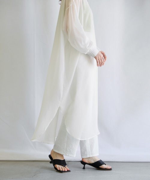 select MOCA（セレクトモカ）の「バイカラーステッチシアーガーゼロングシャツ（シャツ/ブラウス・レディース・ブラック/オフホワイト・FREE）」の16枚目の写真