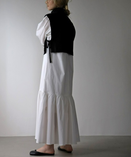 UNFIELD(アンフィールド)の「【UNFIELD】ベスト付ギャザーマーメイド切替ワンピース(ワンピース・レディース・ホワイト/ストライプ・FREE)」の8枚目の写真