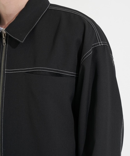 LiNoH(リノー)の「WOOL TWILL STITCH BLOUSON(ブルゾン・メンズ・ブラック/ミント・1/2)」の10枚目の写真