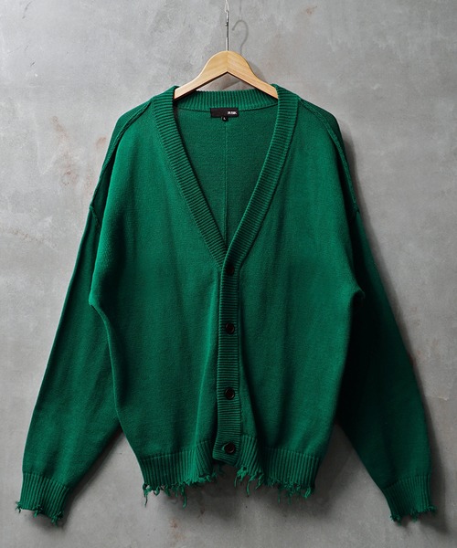 JOKER（ジョーカー）の「オーバーサイズ ダメージ ルーズシルエット カーディガン（カーディガン/ボレロ・メンズ・ブラック/ブルー/グリーン/キナリ・M/L）」の15枚目の写真