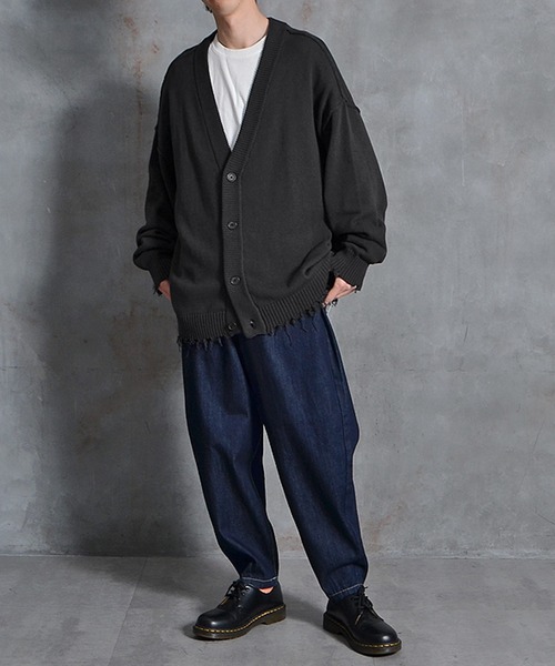 JOKER（ジョーカー）の「オーバーサイズ ダメージ ルーズシルエット カーディガン（カーディガン/ボレロ・メンズ・ブラック/ブルー/グリーン/キナリ・M/L）」の8枚目の写真