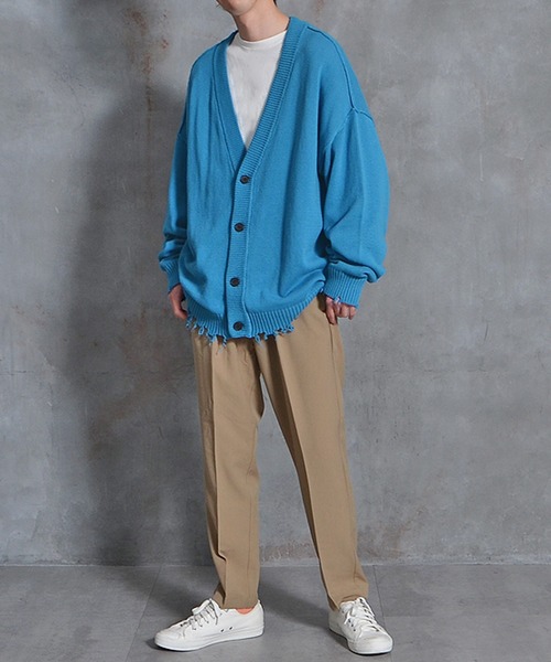 JOKER（ジョーカー）の「オーバーサイズ ダメージ ルーズシルエット カーディガン（カーディガン/ボレロ・メンズ・ブラック/ブルー/グリーン/キナリ・M/L）」の12枚目の写真