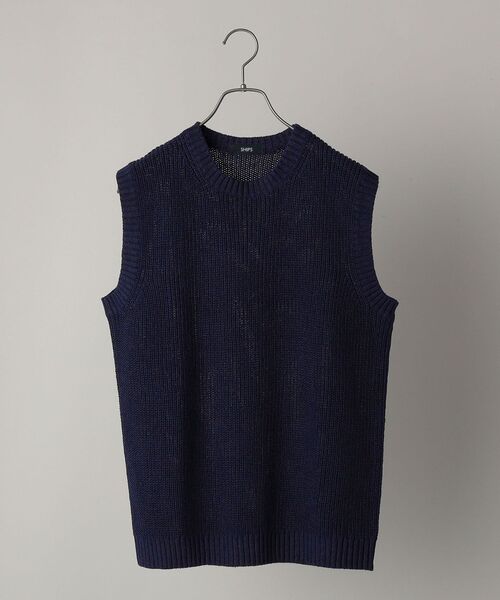 SHIPS(シップス)の「SHIPS: 7ゲージ リネン/コットン ミックスヤーン ニットベスト(ベスト・メンズ・ベージュ/ネイビー/グレー・SMALL/MEDIUM/LARGE)」の9枚目の写真