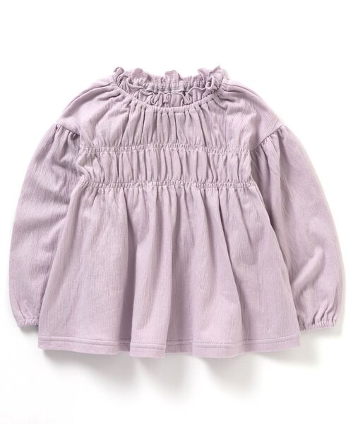 apres les cours（アプレレクール）の「/シャーリング長袖Tシャツ（Tシャツ/カットソー・キッズ・ラベンダー/サックスブルー/ベージュ/カーキ/アイボリー/サーモンピンク・100/110/140/80/120/130/90）」の5枚目の写真