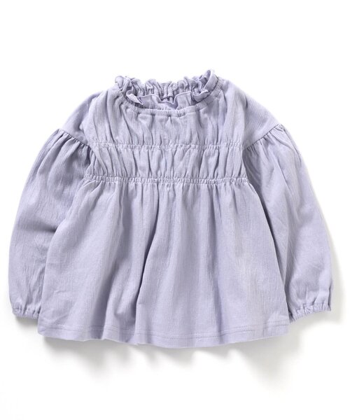 apres les cours（アプレレクール）の「/シャーリング長袖Tシャツ（Tシャツ/カットソー・キッズ・ラベンダー/サックスブルー/ベージュ/カーキ/アイボリー/サーモンピンク・100/110/140/80/120/130/90）」の4枚目の写真