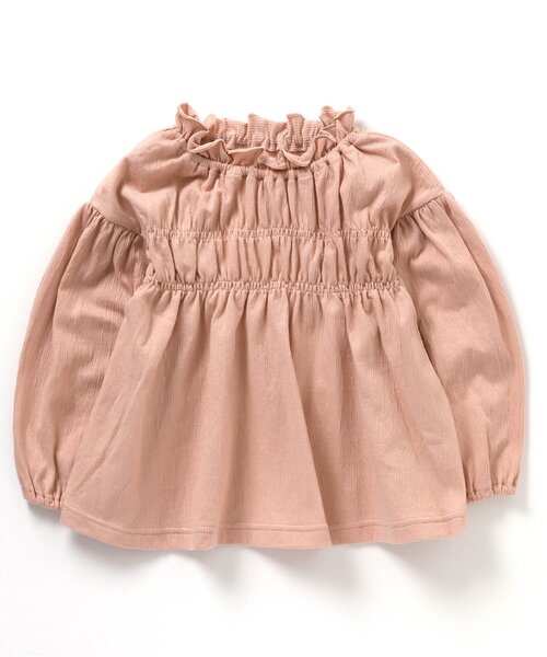 apres les cours（アプレレクール）の「/シャーリング長袖Tシャツ（Tシャツ/カットソー・キッズ・ラベンダー/サックスブルー/ベージュ/カーキ/アイボリー/サーモンピンク・100/110/140/80/120/130/90）」の6枚目の写真