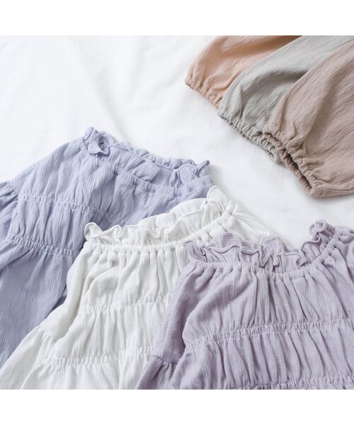 apres les cours（アプレレクール）の「/シャーリング長袖Tシャツ（Tシャツ/カットソー・キッズ・ラベンダー/サックスブルー/ベージュ/カーキ/アイボリー/サーモンピンク・100/110/140/80/120/130/90）」の16枚目の写真