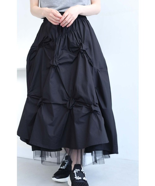 cawaii（カワイイ）の「（黒）裾から覗くチュールのダイヤカットタックロングスカート（スカート・レディース・ブラック・FREE）」の17枚目の写真