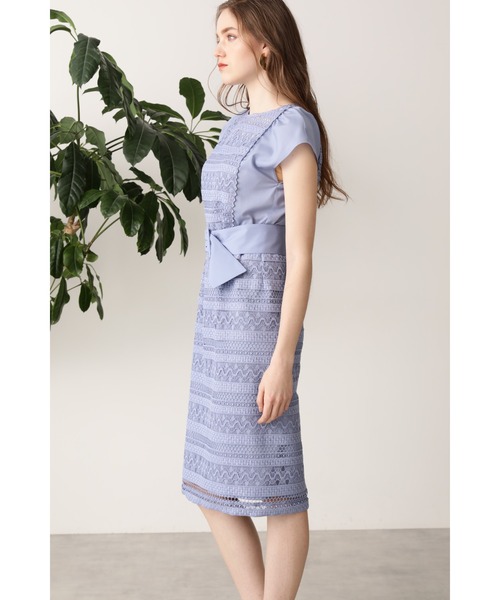 新品 ピンキー&ダイアン ジオメトリックボーダーレースワンピース