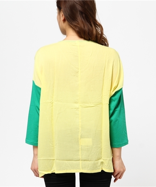 チャイハネ（チャイハネ）の「【チャイハネ】バイカラーカットソー（Tシャツ/カットソー・レディース・ブルー/イエロー/ピンク/オフホワイト・FREE）」の12枚目の写真