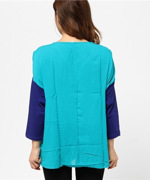 チャイハネ（チャイハネ）の「【チャイハネ】バイカラーカットソー（Tシャツ/カットソー・レディース・ブルー/イエロー/ピンク/オフホワイト・FREE）」の19枚目の写真