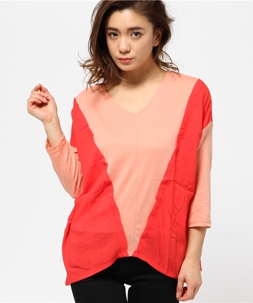 チャイハネ（チャイハネ）の「【チャイハネ】バイカラーカットソー（Tシャツ/カットソー・レディース・ブルー/イエロー/ピンク/オフホワイト・FREE）」の21枚目の写真