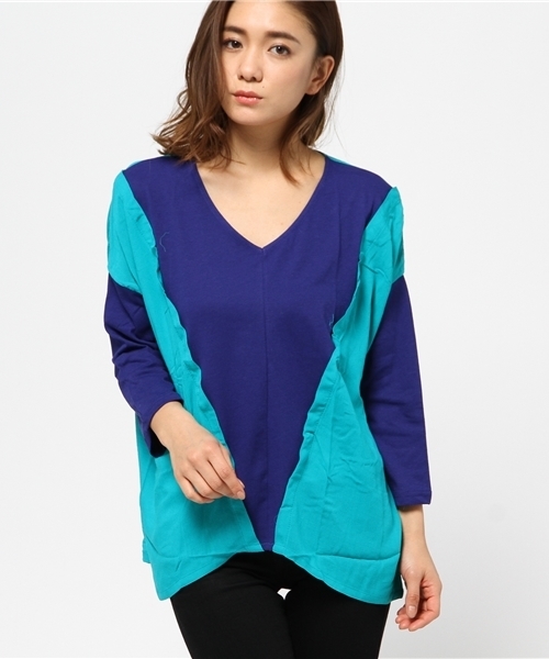 チャイハネ（チャイハネ）の「【チャイハネ】バイカラーカットソー（Tシャツ/カットソー・レディース・ブルー/イエロー/ピンク/オフホワイト・FREE）」の15枚目の写真