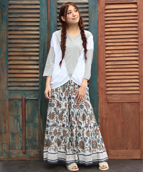 チャイハネ（チャイハネ）の「【チャイハネ】バイカラーカットソー（Tシャツ/カットソー・レディース・ブルー/イエロー/ピンク/オフホワイト・FREE）」の22枚目の写真