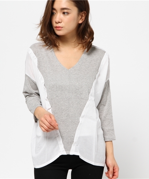 チャイハネ（チャイハネ）の「【チャイハネ】バイカラーカットソー（Tシャツ/カットソー・レディース・ブルー/イエロー/ピンク/オフホワイト・FREE）」の9枚目の写真