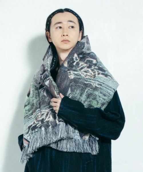 STOF Flagments JQ stole フリンジ付き STOF（ストフ）の「STOF/ストフ/Flagments JQ stole（ストール