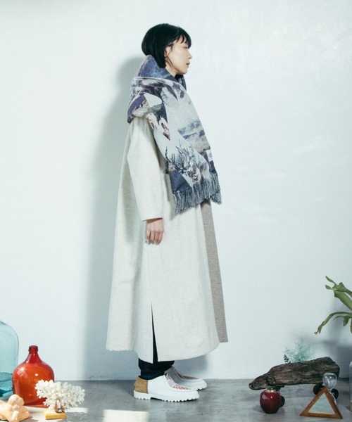 STOF Flagments JQ stole フリンジ付き STOF（ストフ）の「STOF/ストフ/Flagments JQ stole（ストール