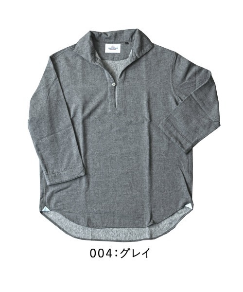 Gallipoli camiceria(ガリポリカミチェリア)の「今治バックパイル七分袖カプリシャツ(シャツ/ブラウス・メンズ・ホワイト/グレー/サックスブルー・46/48/50)」の2枚目の写真