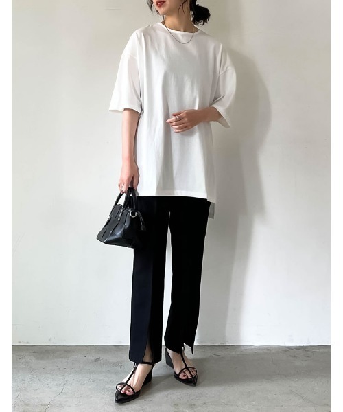 Re:EDIT（リエディ）の「[接触冷感]コットンブレンドオーバーサイズスリットTシャツ（トップス）」