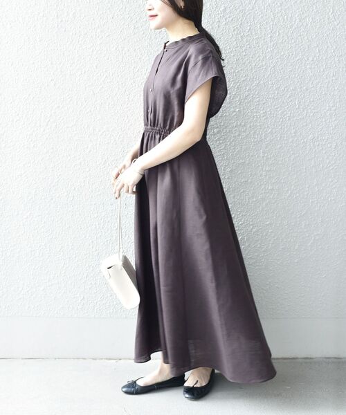 新品 SHIPS〈手洗い可能〉テレデランドロストワンピース リネン バックボタン セール】〈手洗い可能〉テレデランドロストワンピース