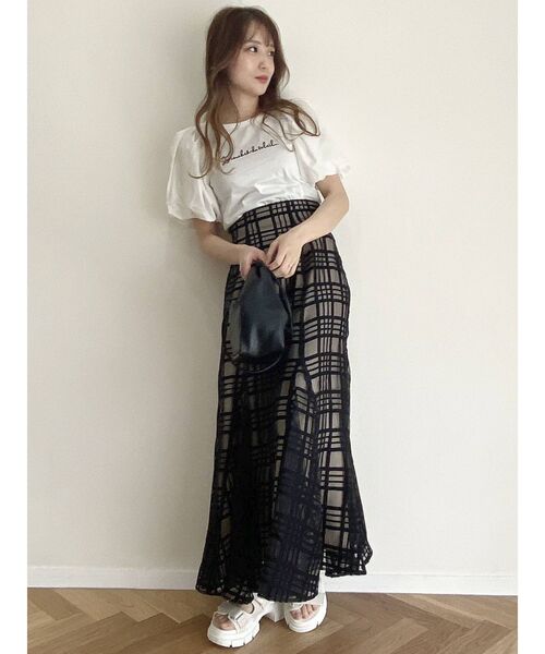 dazzlin（ダズリン）の「バルーンポコロゴTシャツ（Tシャツ/カットソー・レディース・オフホワイト/ピンク/グリーン・FREE）」の4枚目の写真