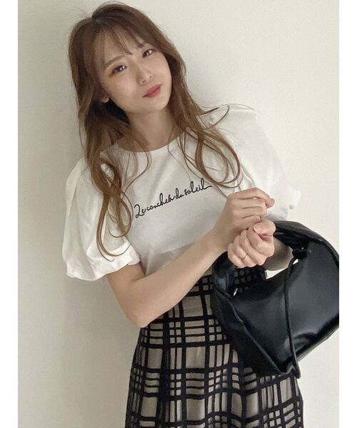 dazzlin（ダズリン）の「バルーンポコロゴTシャツ（Tシャツ/カットソー・レディース・オフホワイト/ピンク/グリーン・FREE）」の8枚目の写真