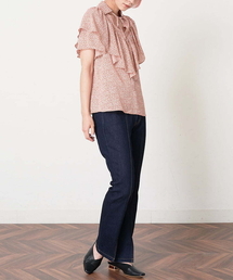 A de a.v.v | 襟リボンフリル柄ブラウス(シャツ/ブラウス)