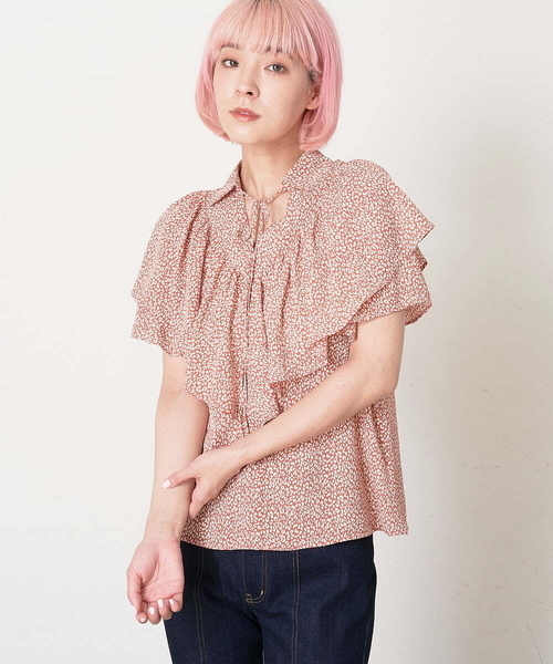 A de a.v.v(アードアー・ヴェ・ヴェ)の「襟リボンフリル柄ブラウス(シャツ/ブラウス・レディース・ホワイト/オレンジ・38/36)」の9枚目の写真