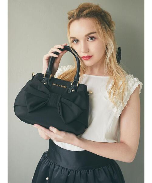 最終価格　MAISON de FLEUR ソフトリボンバッグ　黒　完売品 メゾン ド フルール Maison de FLEUR EC限定サテンフリル