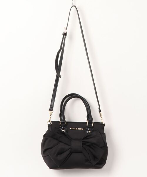 【✧美品】Maison de FLEUR୨୧ソフトリボンバッグ （BLACK） Maison de FLEUR（メゾンドフルール）の「ソフトリボンバッグ