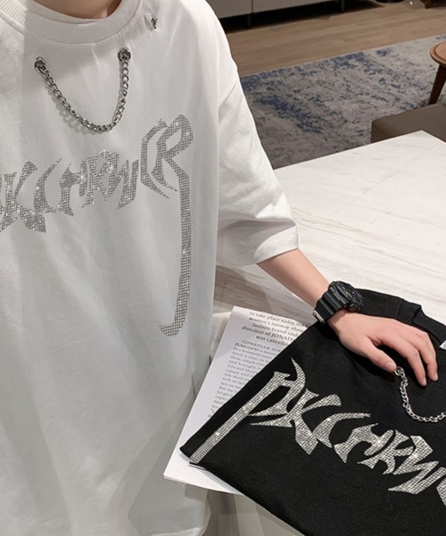 A'GEM/9 × .kom『NOVESSEL/ノベセル』ラインストーン半袖Tシャツ