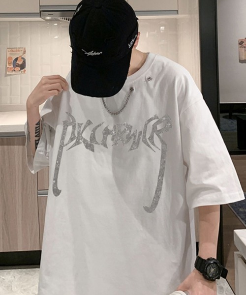 NOVESSEL(ノベセル)の「『NOVESSEL/ノベセル』ラインストーン半袖Tシャツ(Tシャツ/カットソー・レディース・ホワイト/ブラック・FREE)」の7枚目の写真