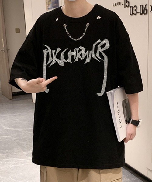 NOVESSEL(ノベセル)の「『NOVESSEL/ノベセル』ラインストーン半袖Tシャツ(Tシャツ/カットソー・レディース・ホワイト/ブラック・FREE)」の3枚目の写真