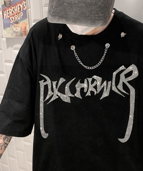 NOVESSEL(ノベセル)の「『NOVESSEL/ノベセル』ラインストーン半袖Tシャツ(Tシャツ/カットソー・レディース・ホワイト/ブラック・FREE)」の5枚目の写真